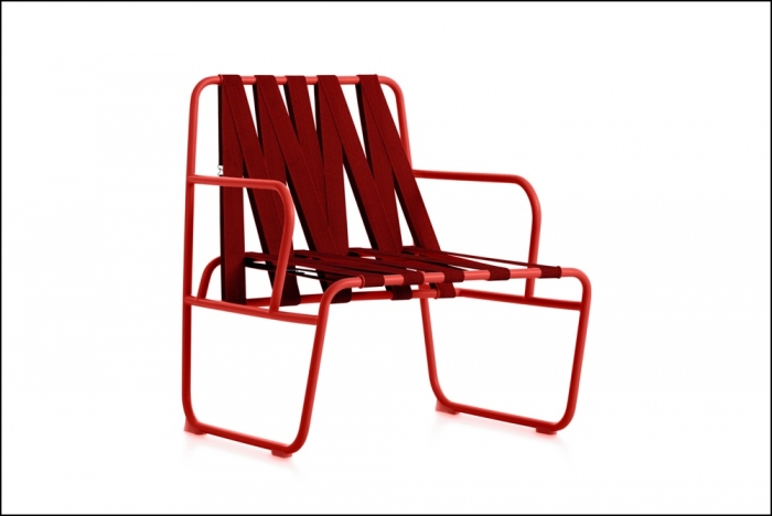 Dozequinze armchair red webbing red 700x468 - Stuhl Dozequinze - Diabla